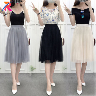 Ruidiandian Gạc Nửa Váy Bốn Mùa Có Thể Mặc Váy Xếp Ly Váy Chữ A Váy Giảm Béo Eo Cao Nhỏ Tươi Lớn Gạc Váy