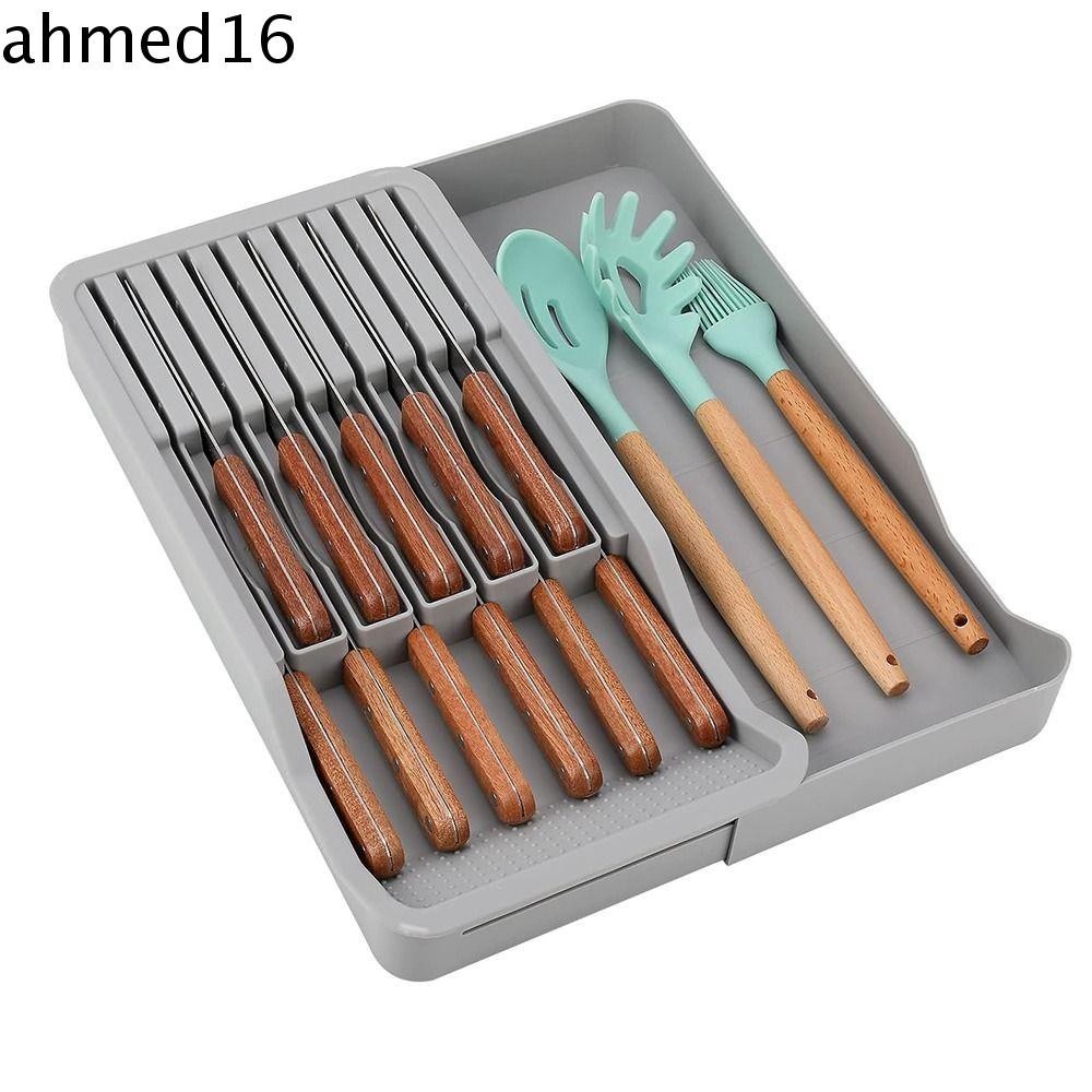 Ahmed Silverware Organizer Storage, Bộ sắp xếp dao kéo có thể xếp chồng lên nhau có thể điều chỉnh, Thìa khay phẳng có thể tháo rời chống trượt có thể tháo rời