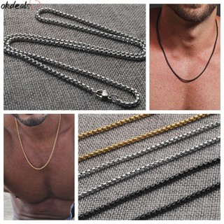 Vòng cổ Thép Titan 3mm Thiết Kế Đơn Giản Hợp Thời Trang Cho Nam|Đen / Đen|Hạt Vuông Nóng / Nhiều Màu