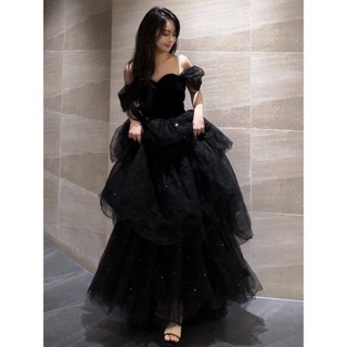 Tiệc đầm dạ hội đèn đen váy cưới đính hôn váy cưới tiệc sinh nhật bóng tốt nghiệp đầm dạ hội