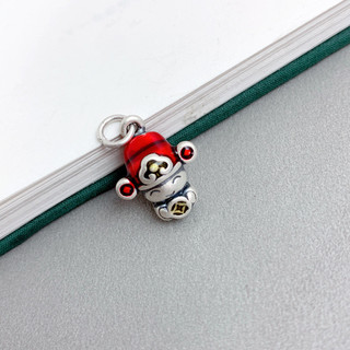 Bạc nguyên chất 999 Men Tay nghề thủ công đầy màu sắc Thần nhỏ của sự giàu có Mặt dây chuyền xương đòn độc đáo Mặt dây chuyền tinh tế Trang sức Sản phẩm bạc thủ công