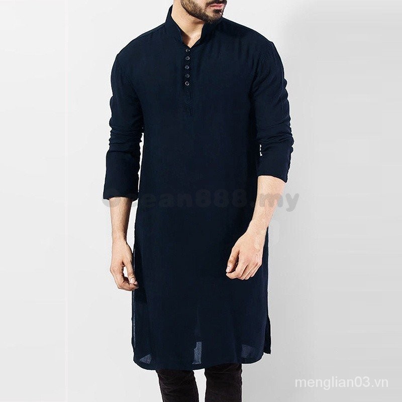 Áo sơ mi nam Raya 2024 nam Ấn Độ Bollywood kurta áo sơ mi không cổ chữ V Áo OQHV