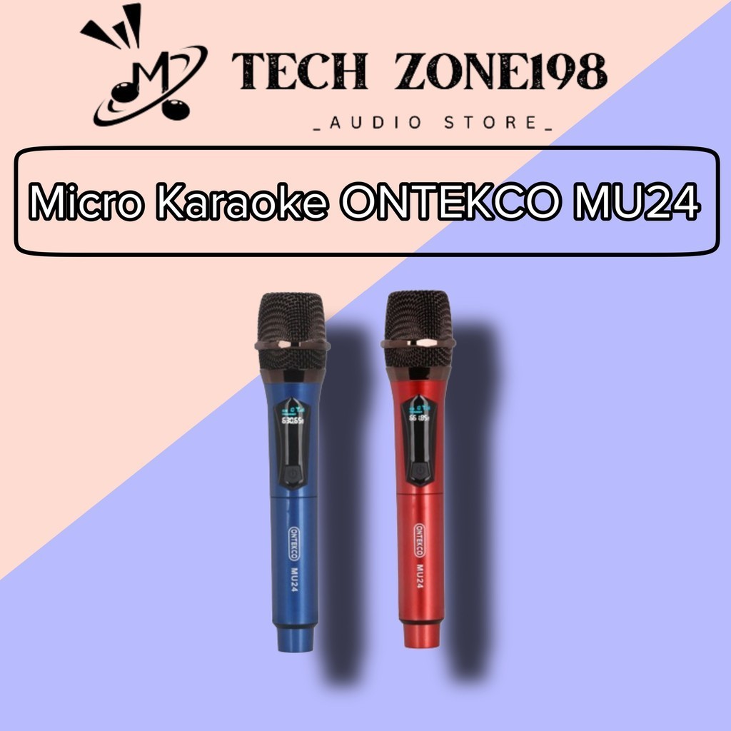 Micro Karaoke ONTEKCO MU24 không dây UHF cao cấp, hiển thị tần số, chuyên dụng cho loa kéo và amply