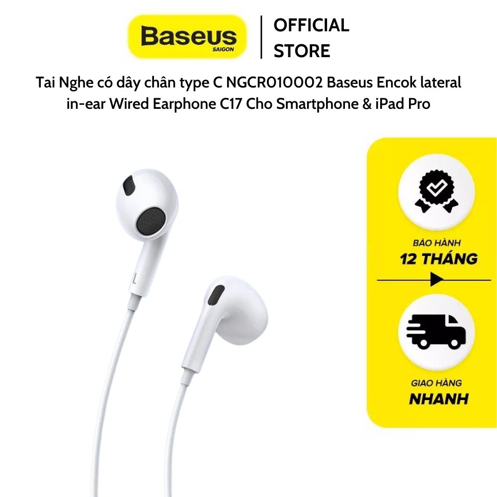 Tai nghe có dây Baseus encok lateral in-ear wired earphone C17 chân type C NGCR010002