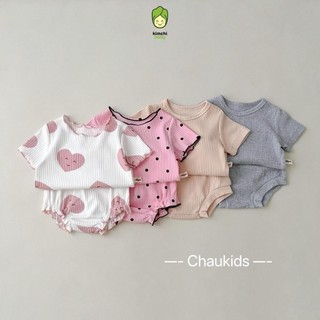 Body Chip Cho Bé Gái Sơ Sinh Từ 3 Đến 12kg KAMSAMITA Vải Thun Tăm Hoạ Tiết Trái Tim, Bodysuit Cho Bé Mặc Hè S425