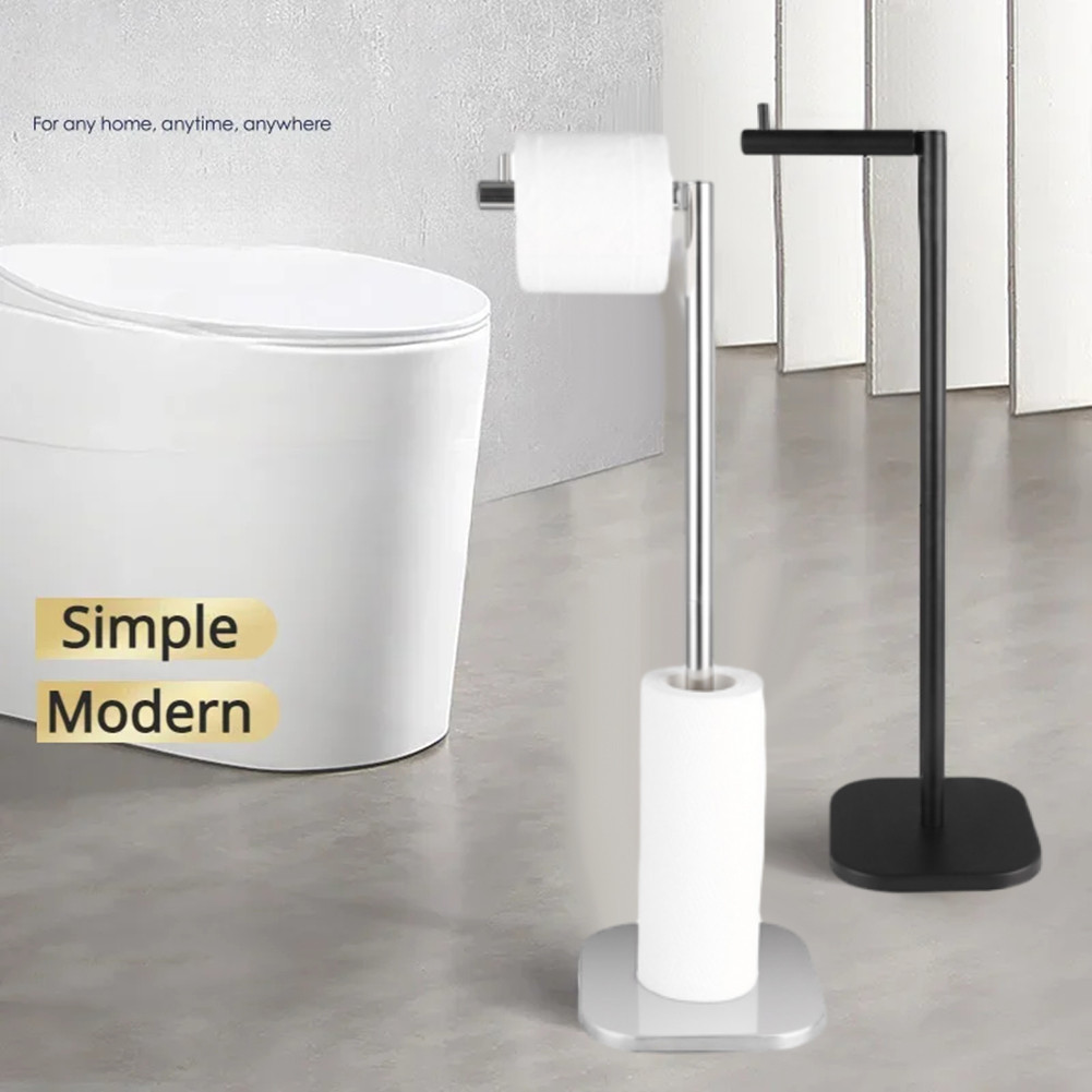 【FEELING 】Freestanding Rustproof Stainless Steel Toilet Paper Holder Stand Bathroom Stand