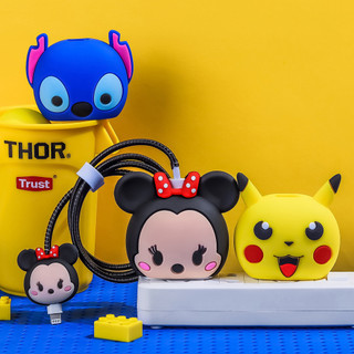 4pcs/set Silicone Charging Cable Protector Cute Cartoon Charger Protector Cover Compatible for ip 20W Charger