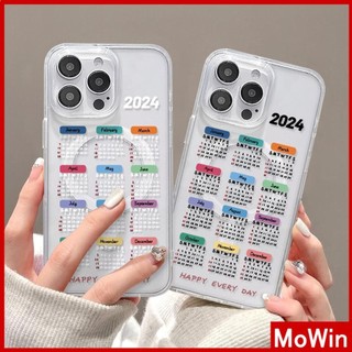 Mowin - Ốp điện thoại Cho iPhone 15 Pro Max iPhone 11 Ốp Lưng Từ Tính Mạnh Acrylic Trong Suốt Cứng Ban TPU Mềm Khung Chống Sốc Nice Calendar Compatible with iPhone 14 13 12 11 XS XR 7Plus 8Plus