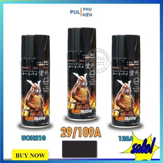Combo 3 chai sơn samurai màu đen mờ nhám 29/109a chính hãng gồm UCH210 - 29/109A - 128A - giấy nhám P800