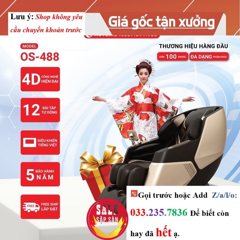Ghế massage Okinawa Os-488 model 2023, con lăn 4d - <New>