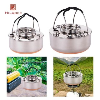Hilabee Ấm đun nước cắm trại Ấm đun nước trà cắm trại Tay cầm chống bỏng Ấm trà di động Ấm đun nước cho sân vườn Dã ngoại Câu cá leo núi