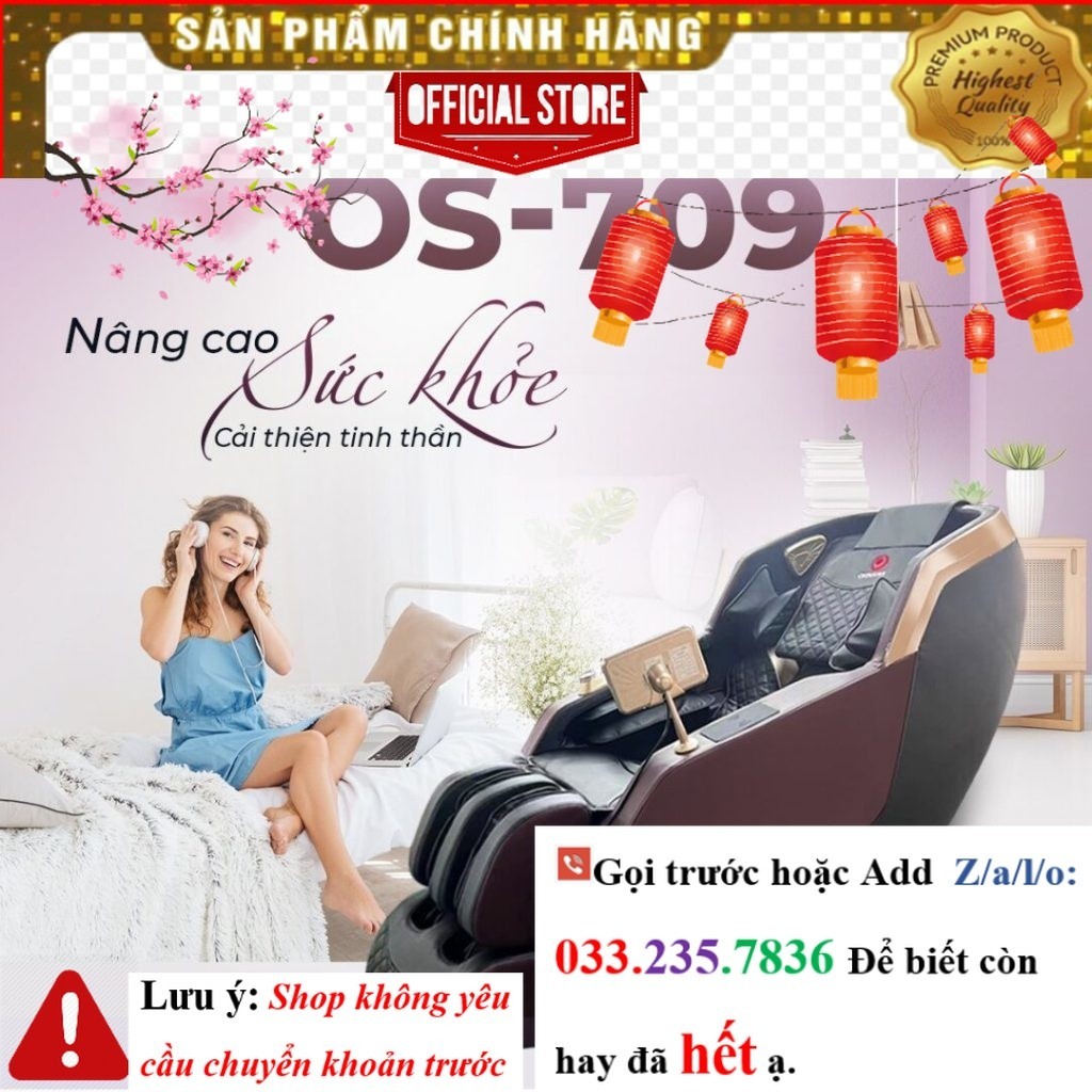 Ghế massage toàn thân Okinawa Os-709 4D, điều khiển giọng nói tiếng việt <NEw<