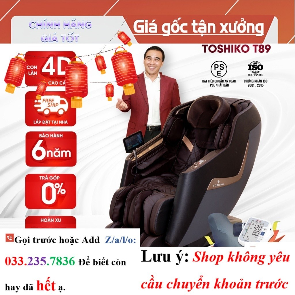 <new> Ghế massage Toshiko T89 công nghệ con lăn massage 4D