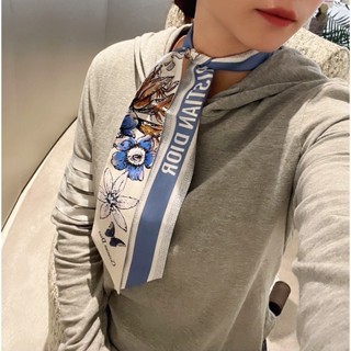 Thương Hiệu Cao Cấp Thiết Kế Nữ Ruy Băng Lụa Dài Khăn Hoa Bướm In Hình Túi Xách Nữ Tay Cầm Ruy Băng Khăn Cổ Khăn Nữ Cô Gái Tóc Đầu Ban Nhạc Phụ Kiện