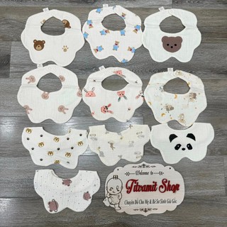 Yếm hoa Muslin 2 khuy bấm, yếm xô muslin cho bé