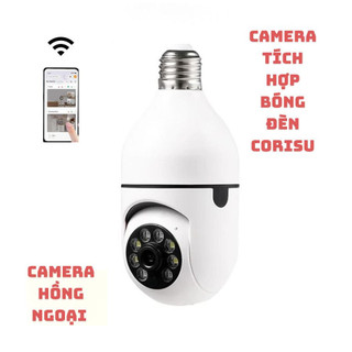 Camera giám sát kiêm bóng đèn xoay 360 độ, góc nhìn cực rộng Corisu E27 có hồng ngoại quan sát đêm