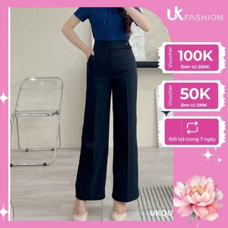 Quần Ống Rộng UK FASHION Thiết Kế Cạp Cao Tôn Dáng Phong Cách Công Sở Chất Vải Nhập Hàn Cao Cấp UKQU2302003