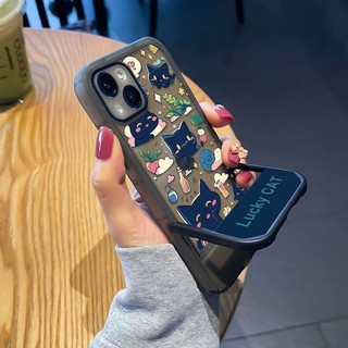 Thích hợp cho IPhone 11 12 Pro Max X XR XS Max SE 7 Plus 8 Plus 13 Pro Max Hấp thụ sốc 14 Pro Max Vỏ điện thoại Móng mèo đen Thiết kế thú vị Vỏ đứng hình động vật dễ thương