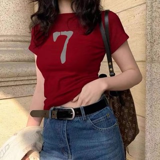 【100% cotton 】Áo baby tee Áo croptop Áo thun ôm body  Áo y2k Màu Sắc Tương Phản Phong Cách Mỹ Thời Trang Mùa Hè Cho Nữ