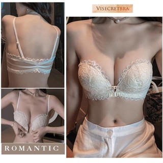 [Áo Lùi Size] Áo Lót Ngực Bra Nữ VISECRET BRA Áo Không Dây Cài Trước Ren Không Gọng Nâng Vòng 1 Tạo Khe Mút Mỏng -231052