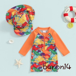 Trẻ mới biết đi Bé trai Rash Guard Áo liền quần dài tay Rùa / In hình khủng Long Bộ đồ tắm cho bé Đồ bơi có mũ bơi