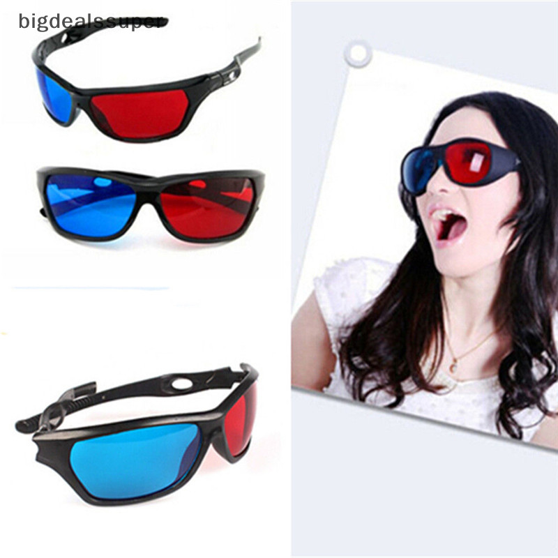 Bigdealssuper 3D Kính Đỏ Xanh Đen Khung Cho Không Gian Anaglyph Phim Truyền Hình DVD Trò Chơi Siêu