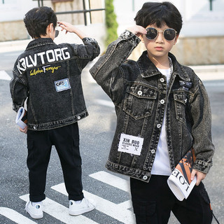 Áo khoác Denim bé trai mùa xuân thu in hình áo khoác Hàn Quốc bé trai