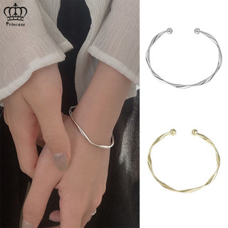 Vòng Tay Hở Dạng Xoắn Màu Vàng / Bạc Đơn Giản Cho Nữ