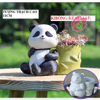 Tượng thạch cao E21 gấu trúc đeo gùi dễ thương cao 11cm (Không kèm màu), tô tượng đồ chơi cho trẻ