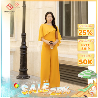 Jumpsuit dài cổ tròn phối tay sang trọng SJ1212 - Phong Cách SAIGON