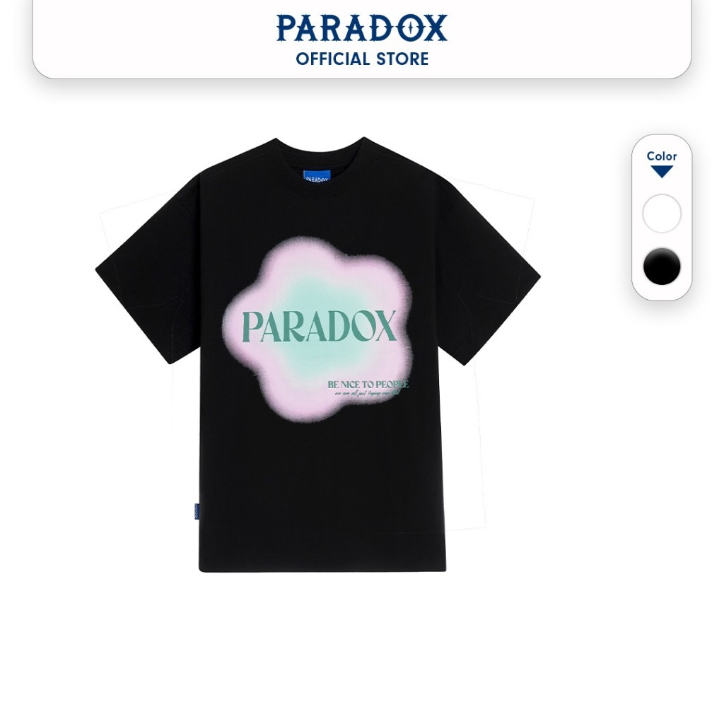 Áo thun form rộng Paradox tay lỡ - Unisex - In hình - BE NICE - Trắng, Đen