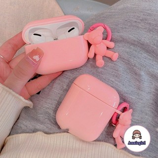 Ốp hộp sạc tai nghe Bluetooth không dây mềm hình gấu hồng dễ thương cho Airpods 1/2/pro