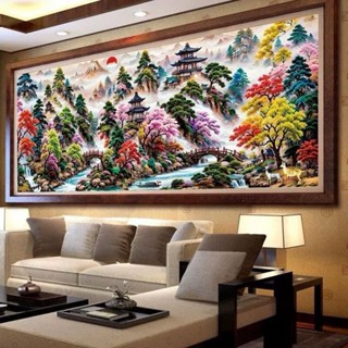 Tranh Thêu Phong Cảnh Cổ Mẫu Mới 2 Size (150x61cm) (195x77cm)
