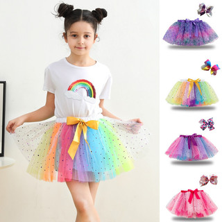 0-8 tuổi trẻ em sinh nhật bên miễn phí headband đầy màu sắc chiffon bên váy cô gái ballet dance váy ngắn