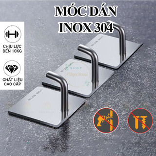 Móc dán tường chịu lực inox, móc treo tường siêu dính treo đồ đa năng không cần khoan