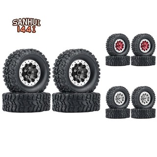 4 Kim Loại Beadlock Bánh Xe Trung Tâm Vành Bánh Xe Và Lốp Cao Su Cho WPL C14 C24 B14 B24 B36 MN D90 MN99S RC Xe Nâng Cấp Phần
