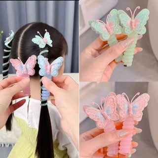 Đường dây điện thoại hình bướm hoạt hình mới với mái tóc xoăn, băng đô bánh ngọt ngào cho trẻ em, giá trị thẩm mỹ cao, tóc buộc cô gái bền, đuôi ngựa