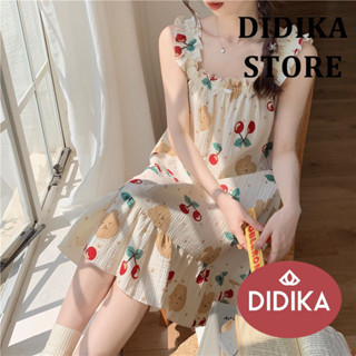 DIDIKA Váy treo kiểu Pháp dễ thương ins Phong cách mỏng Váy ngủ nữ dáng rộng