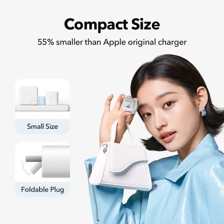 Củ sạc nhanh Anker Zolo GaN 20W/ 30W | 1 cổng USB-C | Sạc nhanh Power IQ 3.0 | Chân gập gấp gọn tiện lợi - A2699 | BigBuy360 - bigbuy360.vn