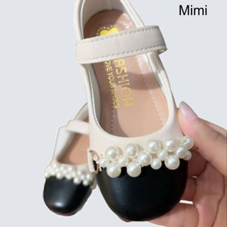  Giày Bệt Bé Gái Dây Ngọc Mũi đen Phong cách Tiểu Thư Da Mềm Thoải mái cho bé đi học đi chơi 