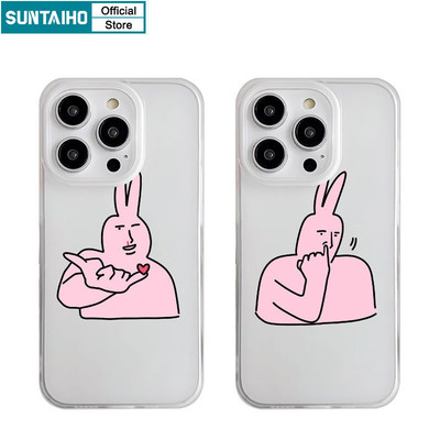 Suntaiho Màu Hồng Độc Đáo Họa Tiết Người Trong Suốt Mờ Dành Cho Iphone 16 15 14 12 13 11 Pro Max IP 7 8 Plus Iphon X Xs XR Xs Max TPU Silicon Mềm Cao Cấp Chống Sốc Ốp điện thoại