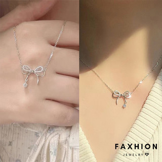 Faxhion Kim Cương Nơ Vòng Cổ Nữ Pha Lê Thanh Lịch Bạc Dây Xích Choker Phụ Kiện Trang Sức