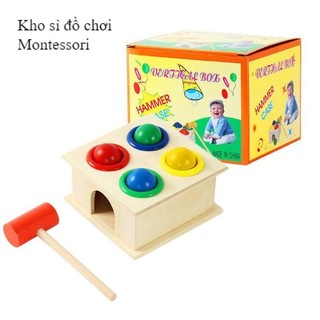 Đồ chơi gỗ thông minh, hộp đập bóng gỗ trơn