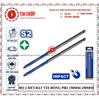 Bộ 2 mũi bắt vít đóng ph2 150mm-250mm wadfow wsv4k64-wsv5k65-wsv6k66
