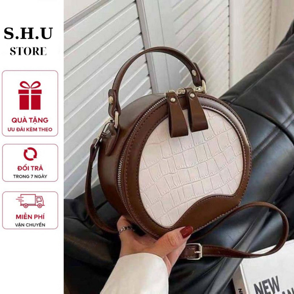 Túi xách nữ,túi đeo chéo kiểu dáng tròn da rắn thời trang N08