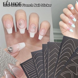 Mới Rỗng Pháp Xịt Tranh Móng Tay Nghệ Thuật Miếng Dán Gradient Mẫu Phụ Trợ Miếng Dán Nụ Cười Sọc Đeo Miếng Dán Móng Tay Phụ Kiện