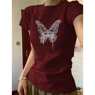 【100% cotton  Áo baby tee Áo croptop Áo thun ôm body Áo y2k Hở Vai Dáng Ôm Màu Xám Hoa Thời Trang Mùa Hè Phong Cách Mới Dành Cho Bạn Nữ