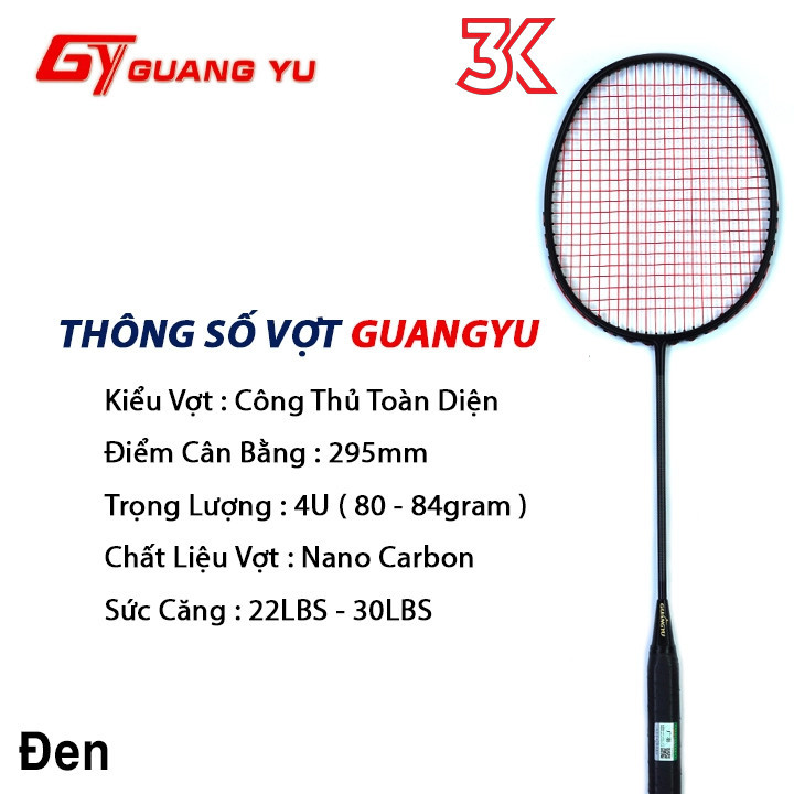 Vợt Cầu Lông Guang Yu Full Carbon GJ3K 1 vợt 1 Túi  đã căn sẳng [Chính hãng][bảo hành 3T]
