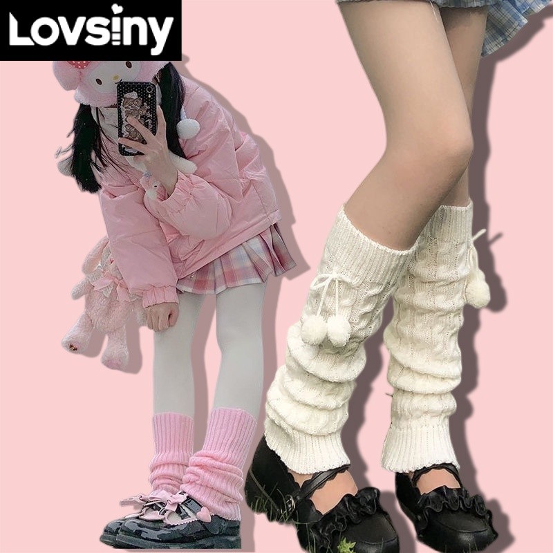 Vớ Dài Dệt Kim Giữ Ấm Chân Và Cánh Tay Màu Trắng Phong Cách Lolita Cho Nữ