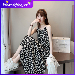[Real Shot] Mùa hè kiểu Pháp lãng mạn hoa cúc giải trí Spaghetti Dây đeo cổ chữ V Đầm nữ